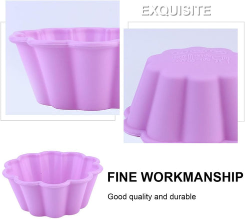 10 Pcs Moldes Para Gelatinas 2.8in Flower Silicone Baking Cups Silicone Donut Molds for Baking Egg Tart Mold Silicone Cupcake Molds...