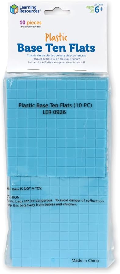 Learning Resources Plastic Base Ten Flats, 10 Piece...