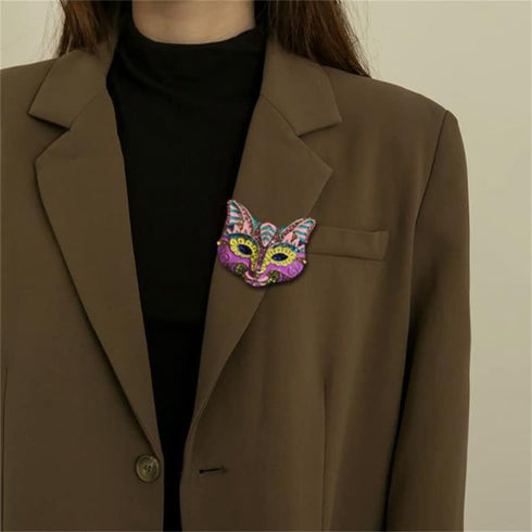 Cat Head Brooches Crystal Rhinestone Animal Women Party Brooch Pins Fashion Scarf Buckle Pin for Women, Multicolor...
