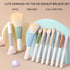 Cute Morandi Color ON THE GO Makeup Brush Set, 10pcs Easy-taken Mini Full Complete Function Cosmetic Brushes Kit...