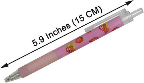 Maydahui 12PCS Fruit Gel Pen Retractable Priting Pens Strawberry Cherry Peach Apple Avocado Pear Fresh Style Black Ink for Girls Students Teens...