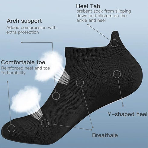 Women's and Men's Running Ankle Socks Low Cut Breathable Socks With Tab 3 Pairs, Black...
