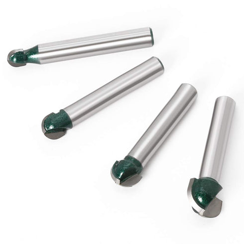 Yakamoz 4Pcs 1/4" Shank Round Nose Router Bit Core Box Router Bits Set Round Groove CNC Sign Making Router Cutter Woodworking Carving Cutting Tool...