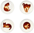 4pcs Ceramics Cat Relief Seasoning Dishes Sushi Dipping Bowl Appetizer Dessert Plate...