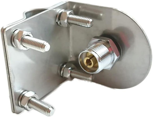 Stainless Steel CB Antenna Mirror Mount with 3/8” x 24 Thread Stud to SO239 Connector (3/8x24 Stud to SO239)...