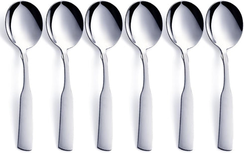 Soup Spoons, Stainless Steel 6.1” Heavy Duty Round Spoons, Dinner Spoon Table Spoon Silverware, Metal Spoon Cutlery Set, 6-Piece...