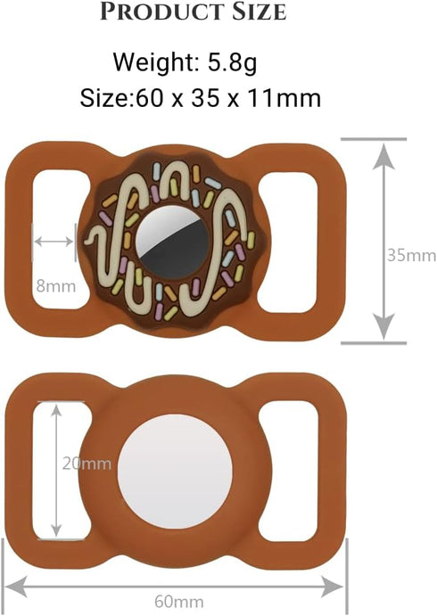 Pet Collar Holder Compatible for Airtag,Protective Cases Covers Dog Cat Collar Holder Doughnut Shape Silicone Waterproof (Large, Brown)...