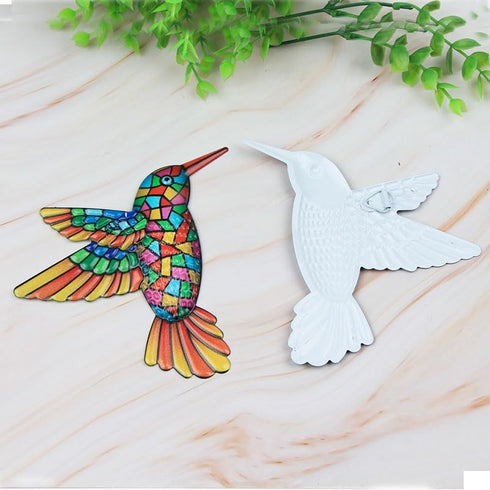 2Pcs Art Hummingbird Home Decor Wall Art Hanging Hardware Handicraft Pendant Metal Wall Art Decor Garden Decoration Orange Blue...
