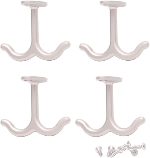 4 PCS Zinc Alloy Double Prong Ceiling Hook,Heavy Duty Coat Hook,Mug Hooks Under Cabinet Hooks,for Bathroom Kitchen Cabinet Garage...