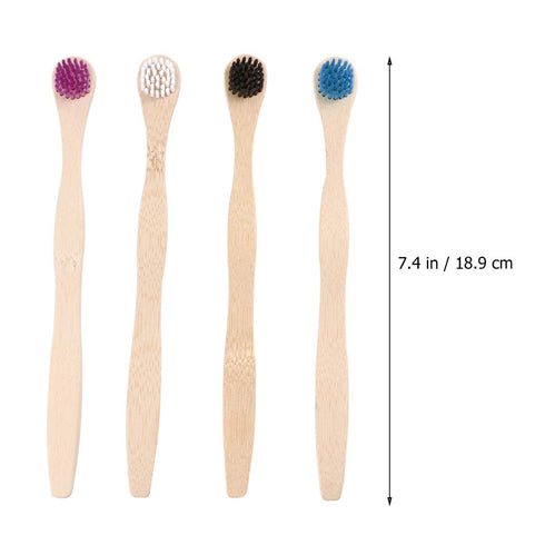 Scraper Bamboo Brush for Adults Toothbrush Oral Deep Cleaning 4pcs (White Blue Black Violet)...