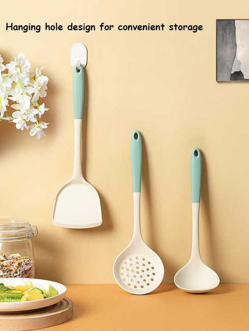 Silicone Kitchen Utensils Set, Non Stick Kitchen Spatulas Cooking Turners High Heat Resistant Cookware Kitchen Helper, 3 Pack...