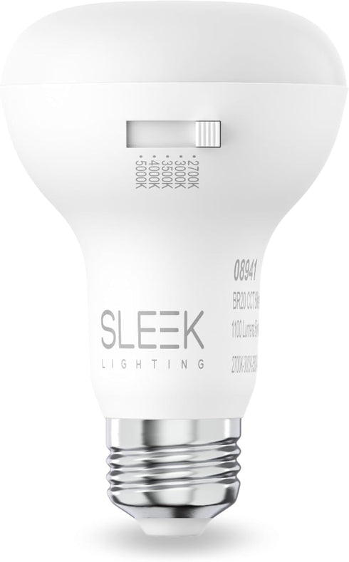 SLEEKLIGHTING BR20 40W Equivalent 6 Watt LED Bulb, 5 CCT (2700K, 3000K, 3500K, 4000K, 5000K) 450 Lumens, Dimmable, Energy Star, E26 Base - Indoor ...