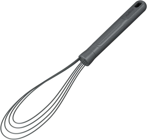 Zyliss Flat Whisk, Sustainable Wheatstraw/Nylon, Cooking Whisk forr Cooking and Serving with Heat Resistant Silicone Head, Beluga Grey, 11.9" x 2....