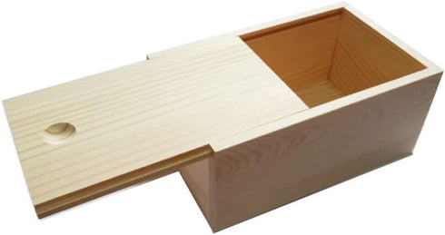 Wooden Unfinished Storage Box with Slide Top...