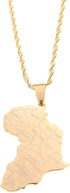 Stainless Steel Map of Africa Country Pendant Necklace Men Women Hip Hop African Jewelry...