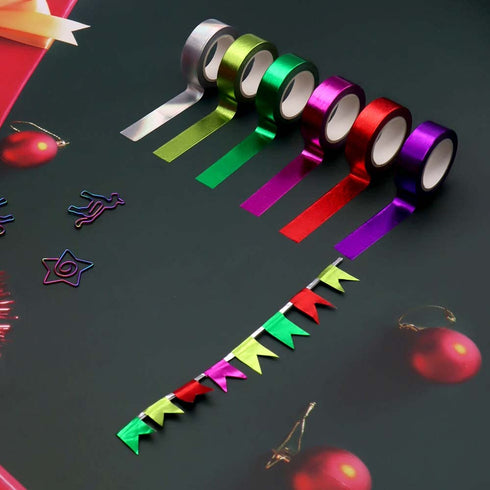 6pcs Silver Holographic Foil Washi Tape Set Metallic Paper Masking Tape for DIY Art Project Craft Gift Wrapping Tapes (6pcs Silver Holographic)...