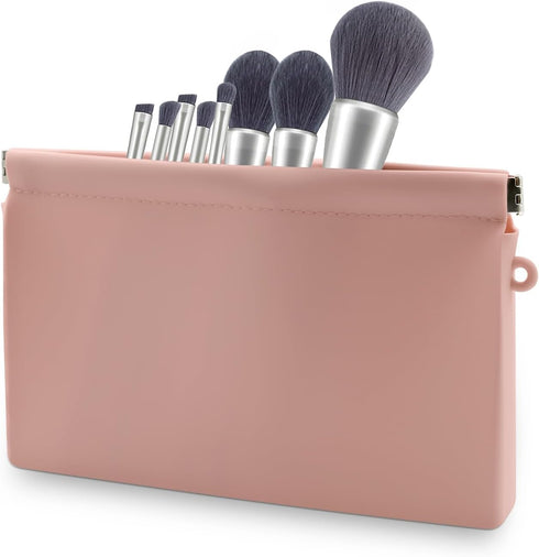 Silicone Cosmetic Bag, Silicone Makeup Bag, Waterproof Zipperless Self-Sealing Portable Travel Cosmetic Bag, Toiletries Bag, for Cosmetics Organiz...