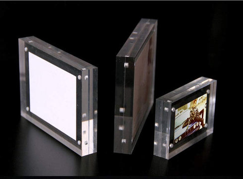 Clear Acrylic Photo Frame,Magnetic Perspex Picture Holders Table Standing Double Side Displays (2.5x3.5)...
