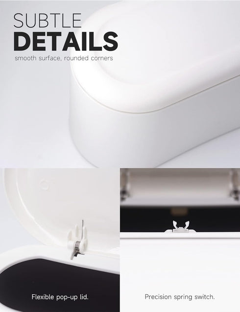 Mini Trash Can with Lid Removable Small Garbage Can, Tiny Plastic Trash Bin, Pop Up Countertop Wastebasket, Counter Garbage Lint Bin for Bathroom,...