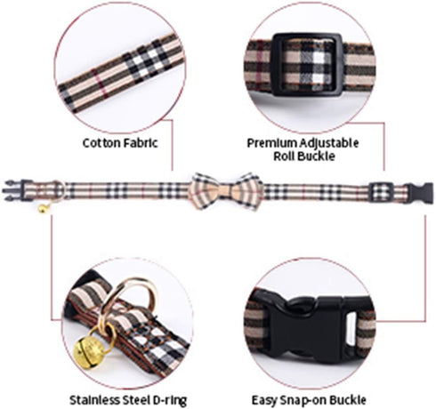 Dog Collar, Adjustable Dog Collar with Bowtie, Pet Collar for Dog Soft Bowtie Dog Collars for Small Medium Large Pet...