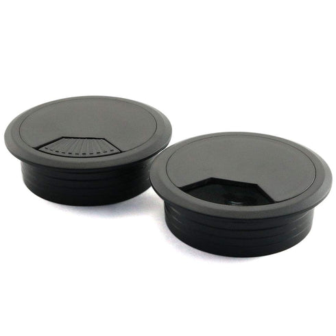 HJ Garden 2pcs 2.8"L x 2.8"W inch Desk Wire Cord Cable Grommets Hole Cover for Office PC Desk Cable Cord Organizer Plastic Cover Black...