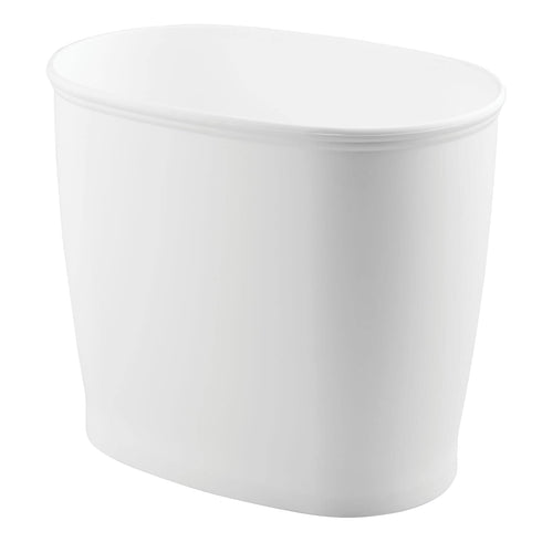 iDesign Kent BPA-Free Plastic Oval Waste Basket - 12" x 8" x 10", White...