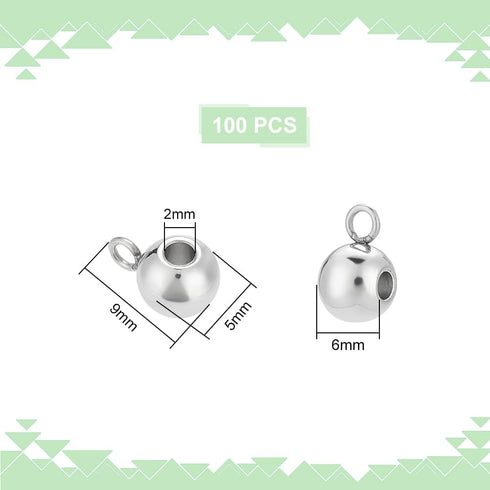 UNICRAFTALE 100pcs Rondelle Bail Beads Stainless Steel Hanger Links Rondelle Beads Bail Beads Hanger Connector Links for Pendant European Jewelry ...