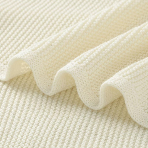 Baby Blanket Boy Girl Cotton Knitted Soft Swaddling Receiving Baby Blankets for Newborn Toddler Crib Stroller White 30 x 40 Inch...