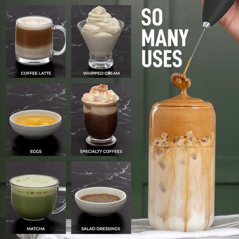 2 in 1 Milk Frother for Coffee - Durable Handheld Frother Electric Drink Mixer Handheld, Mini Electric Whisk for Coffee, Matcha, eggs, etc (With S...