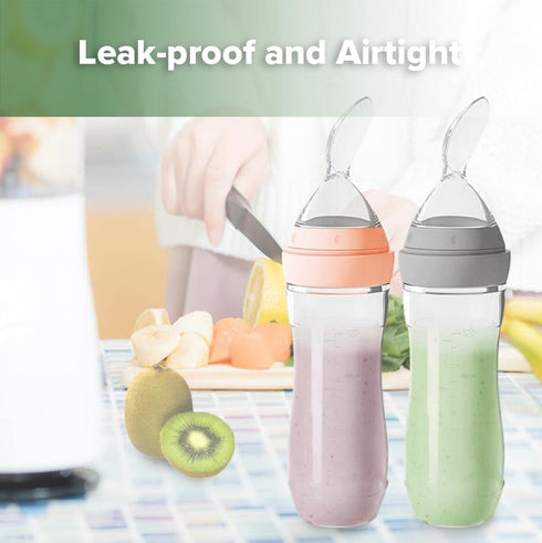 Haakaa Silicone Baby Food Dispensing Spoon Feeder 4oz - Infant Squeeze Cereal Feeder, Baby Fresh Food Feeder, Feed Bottle for Puree, Solid Baby Fo...