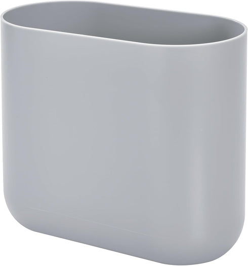 iDesign Cade Oval Slim Trash, Compact Waste Basket Garbage Can for Bathroom, Bedroom, Home Office, Dorm, College, Matte Gray...
