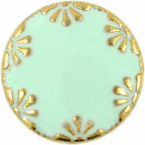 Bezelry 12 Pieces Gold Floret Flowers with Enamel Metal Shank Buttons. 14mm (9/16 inch) (Mint Green Enamel)...