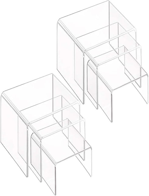 6-Pack Clear Acrylic Display Risers, Showcase Shelf for Figures, Cupcakes and Jewelry Display Stands, 3 Large Size - 3'' x 4'' x 5''...