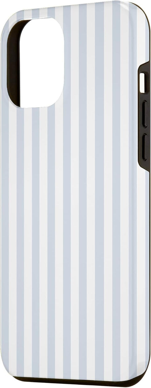 iPhone 13 Pro Max White and Light Blue Striped Geometric Line Pattern Case...
