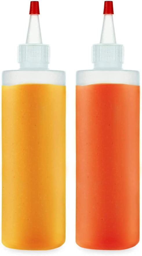 BRIGHTFROM Empty Squeeze Bottles 16 OZ, 2 PACK Squirt Containers with Red Top, BPA Free for Condiments, Syrup, Ketchup, Sauces, Dressing, Oil, Hon...