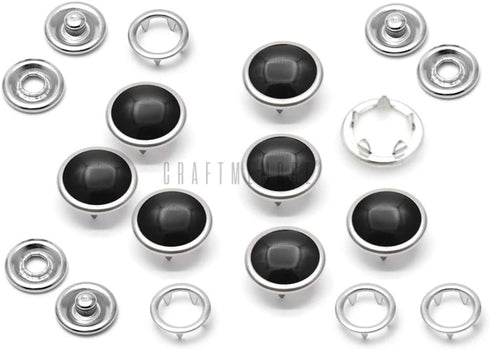 CRAFTMEMORE 20 Sets 10.5MM Black Pearl Snaps Fasteners Pearl-Like Button for Western Shirt Clothes Popper Studs (Black)...