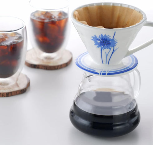 BLUE BREW Ceramic Pour Over Coffee Dripper, Size 01 Cone Coffee Maker (1-2 Cups), Manual Brew Maker, Dishwasher Safe, Portable Slow Brewing Access...