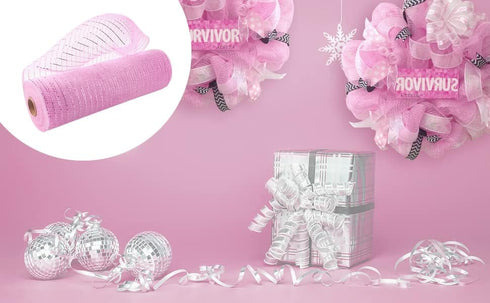 2 Rolls Pink Deco Mesh 10 in x 30 ft,Mesh Ribbon for Wedding Decoration Christmas Tree Poly Deco Mesh Rolls for DIY Gift Wrapping Bows Wreath Supp...