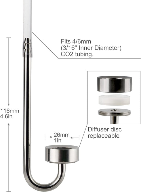 Stainless Steel CO2 Diffuser Atomizer for Aquarium Plants...
