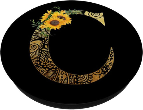 Sunflower Pop Socket Letter C - Phone Case Stand C Popsocket PopSockets PopGrip: Swappable Grip for Phones & Tablets PopSockets Adhesive PopGrip...
