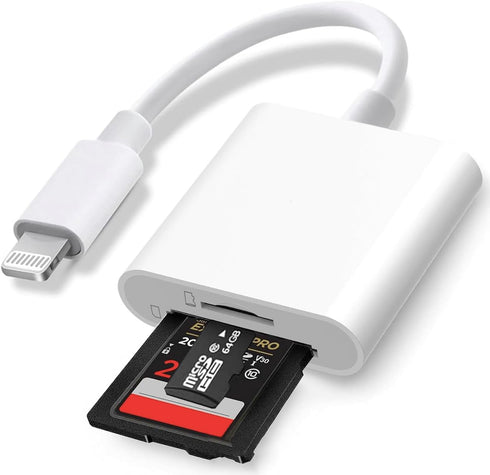 2-in-1 Sd Card Reader Supports SD and TF Card for iPhone iPad, Dual Card Slot Memory Card Reader Sd Card Adapter Portable Micro Sd Card Reader Tra...