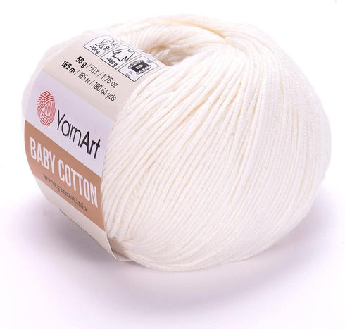 YarnArt Baby Cotton Yarn Knitting Yarn Baby Yarn Summer Yarn Amigurumi Yarn Soft Yarn 50% Cotton Yarn, 50% Acrylic Yarn 1.76 Oz, 180.44 Yds (1, 40...