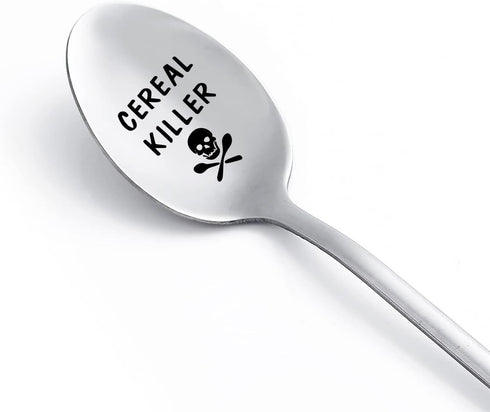 Fathers day Gifts for Dad Laser Engraved Cereal Killer Spoon Scoop, Real Deal for Cereal Lover, Tablespoon Size, Pragmatic Gift for Dad Who Wants ...