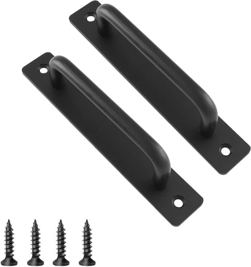 2 Pack Barn Door Handles Sliding Door Handle 5" Hole Center Barn Door Handles Black Cabinet Handles Door Pull Handle Zinc Alloy Door Pulls with Pl...
