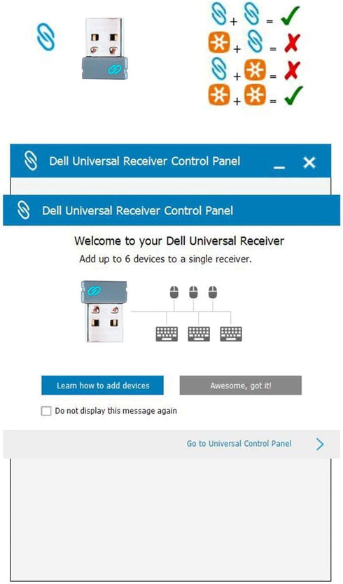 Universal Pairing USB Receiver for Dell WM527 WM514 KM714 KM717 WM326 WK636P Keyboard and Mouse...