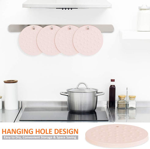 Silicone Trivet Mat Pot Holders, 5 Pack Heat Resistant Non-Slip Kitchen Trivets, Super Soft Flexible Easy to Wash and Dry, Perfect for Hot Pots an...