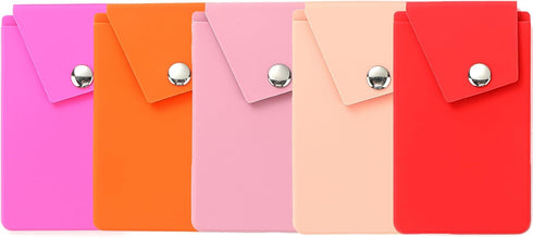 BIAJIYA Phone Wallet Card Holder Silicone Wallet Stick-on ID Credit Card Pocket for Smartphones (5PC-Snap)......