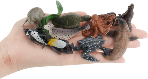 Realistic 10 PCS Mini Ocean Sea Marine Manatee Walrus Turtle Figure Desktop Decoration Party Supplies Cake Toppers Bath Toy for Kid Boy Girl 5 6 7...
