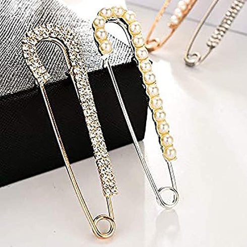 4 Pieces Brooch Pins Sweater Shawl Clips BlingBling Faux Crystal and Pearl Brooches for Women Girls 2 Styles...