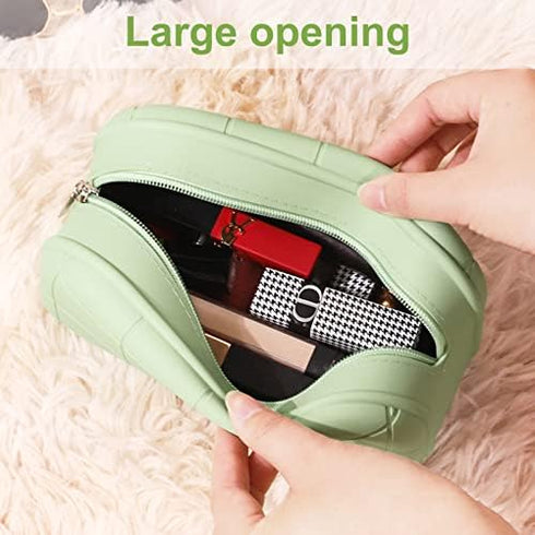 Makeup Travel Bag,Silicone Makeup Bag,Cosmetic Travel Bag,Waterproof Portable Toiletry Bags,Cosmetic Bags for women and girls (Green)...